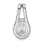 Sterling Silver Rhodium-plated Polished Multi-color Rainbow CZ Oval Halo Chain Slide Pendant