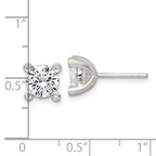 Sterling Silver Polished CZ with 4 CZ Prongs Post Earrings