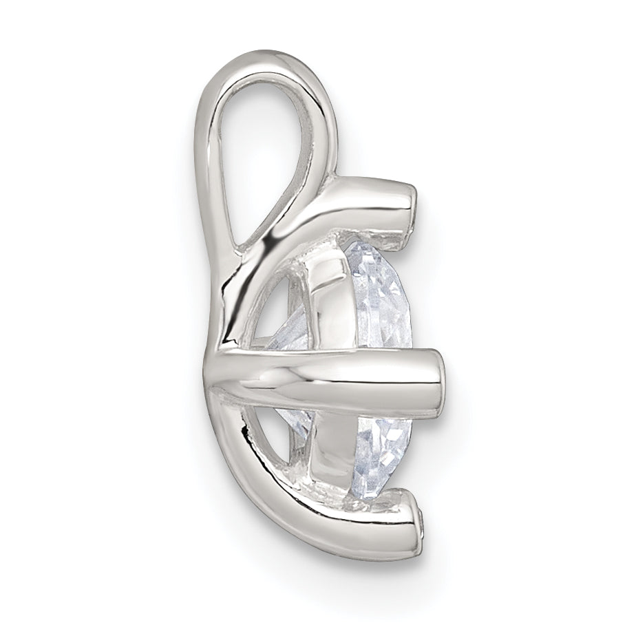 Sterling Silver Polished CZ with 4 CZ Prongs Chain Slide Pendant Secondary image