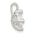 Sterling Silver Polished CZ with 4 CZ Prongs Chain Slide Pendant