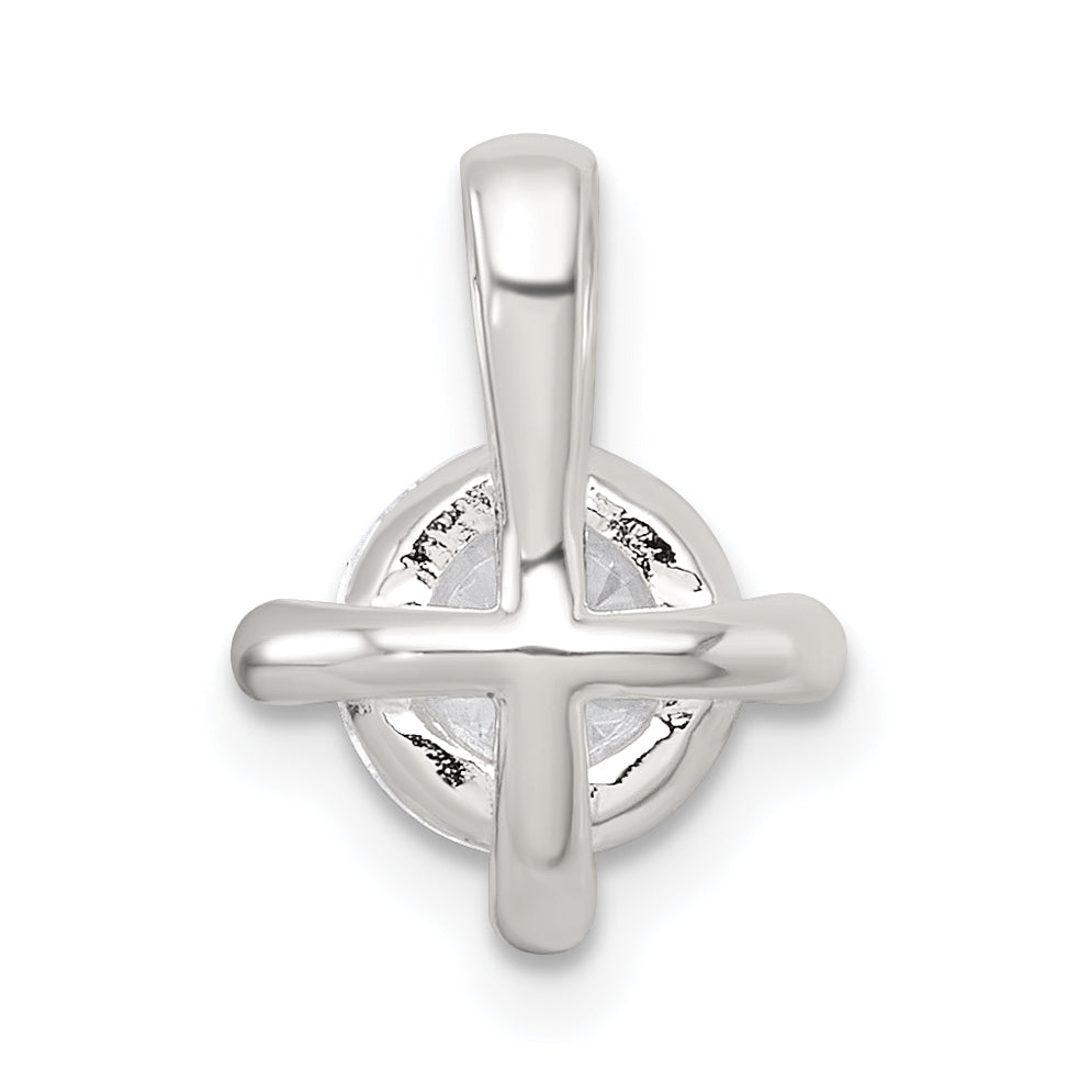 Sterling Silver Polished CZ with 4 CZ Prongs Chain Slide Pendant