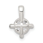 Sterling Silver Polished CZ with 4 CZ Prongs Chain Slide Pendant