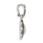 Sterling Silver Antiqued Marcasite and Mother of Pearl Oval Fancy Pendant