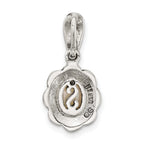 Sterling Silver Antiqued Marcasite and Mother of Pearl Oval Fancy Pendant