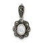 Sterling Silver Antiqued Marcasite and Mother of Pearl Oval Fancy Pendant