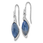 Sterling Silver Rhodium-plated Polished Fancy Marquise Kyanite Cabochon Dangle Shepherd Hook Earrings