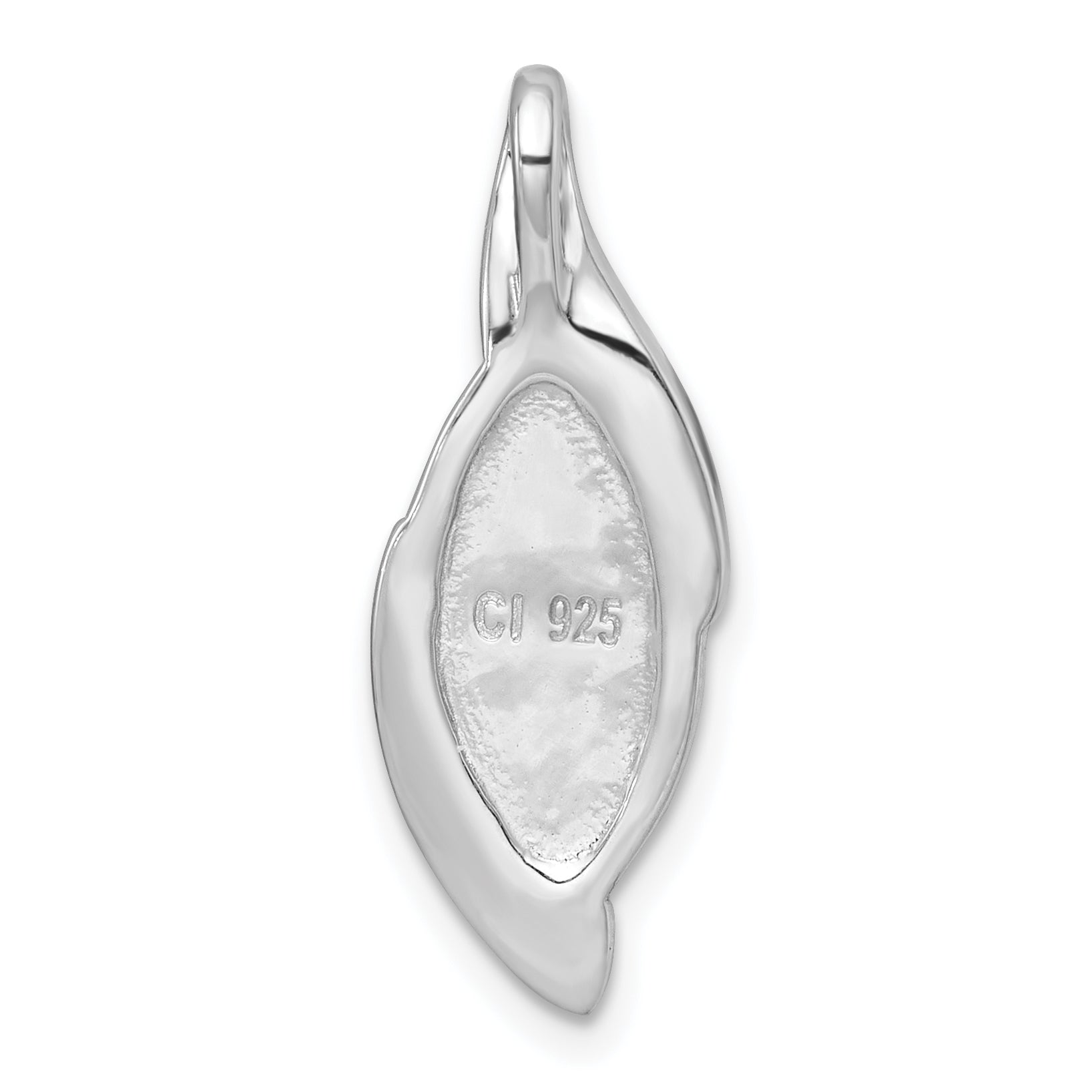 Sterling Silver Rhodium-plated Polished Fancy Marquise Kyanite Cabochon Chain Slide Pendant