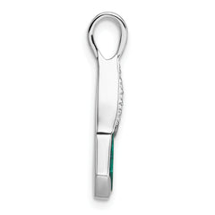 Sterling Silver Rhodium-plated Polished White CZ And Malachite Fan Pendant