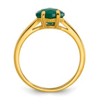 Sterling Silver Gold-tone Polished Hexagon Green Chalcedony Size 8 Ring