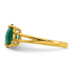 Sterling Silver Gold-tone Polished Hexagon Green Chalcedony Size 8 Ring