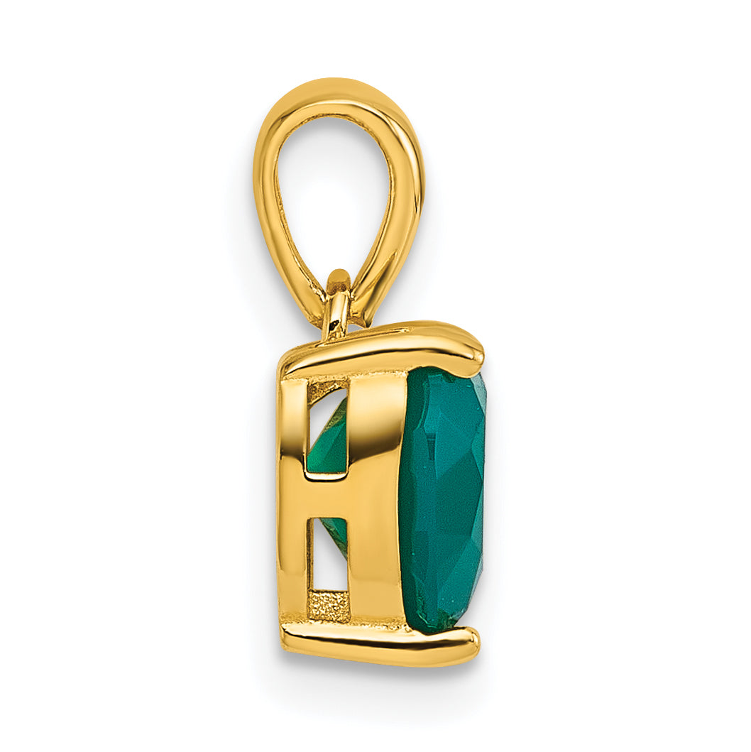 Sterling Silver Gold-tone Polished Green Chalcedony Heart Pendant Secondary image