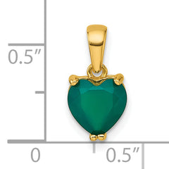 Sterling Silver Gold-tone Polished Green Chalcedony Heart Pendant