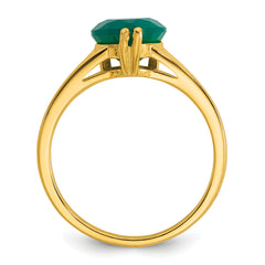 Sterling Silver Gold-tone Polished Green Chalcedony Heart Size 8 Ring