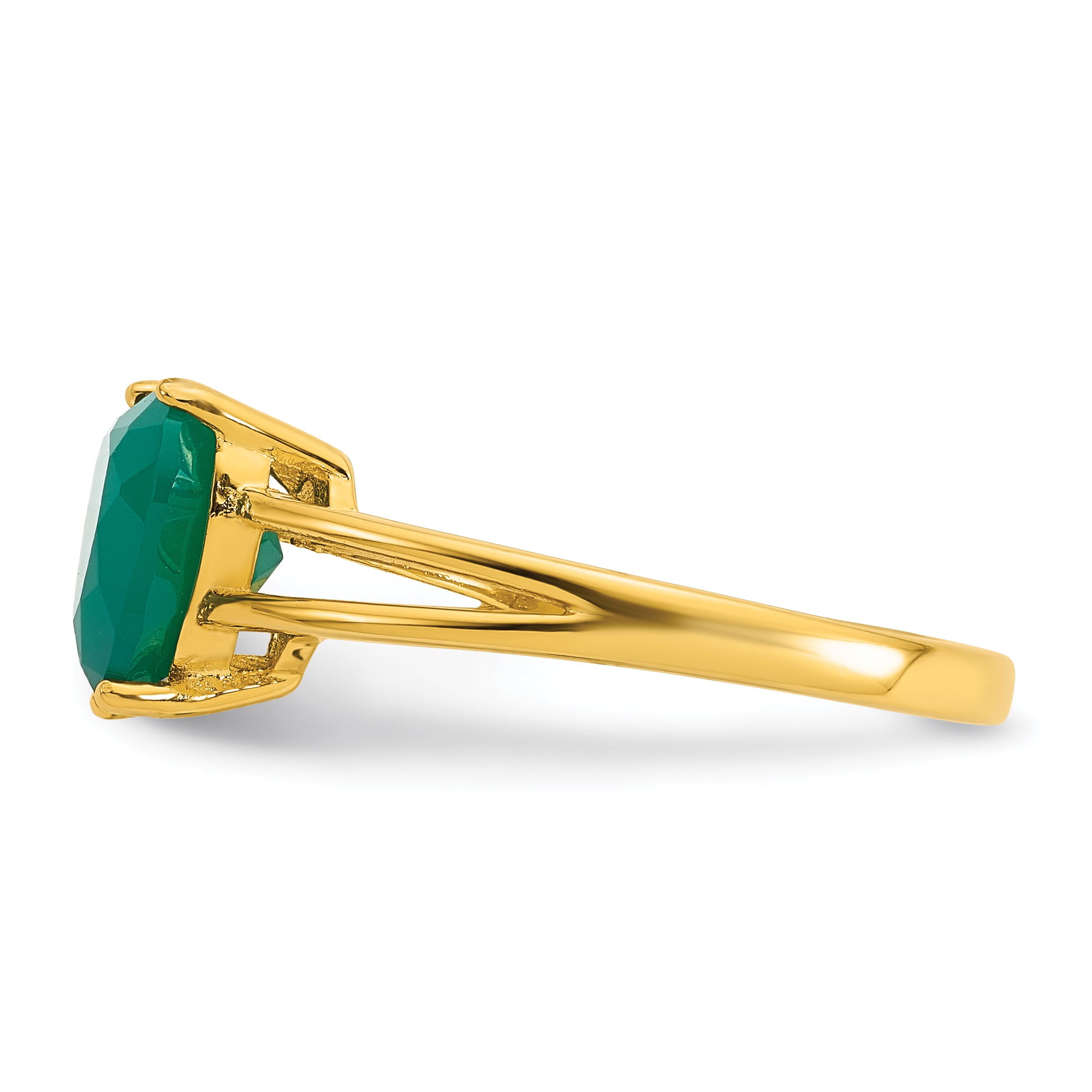 Sterling Silver Gold-tone Polished Green Chalcedony Heart Size 8 Ring