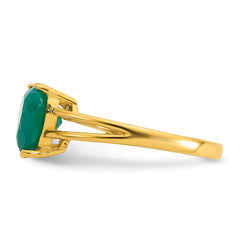 Sterling Silver Gold-tone Polished Green Chalcedony Heart Size 8 Ring