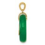 Sterling Silver Gold-tone Polished Good Luck Dangle Green Chalcedony Circle Pendant