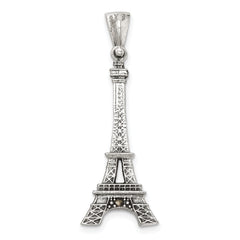 Sterling Silver Antiqued Marcasite 3-D Eiffel Tower Pendant