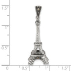 Sterling Silver Antiqued Marcasite 3-D Eiffel Tower Pendant