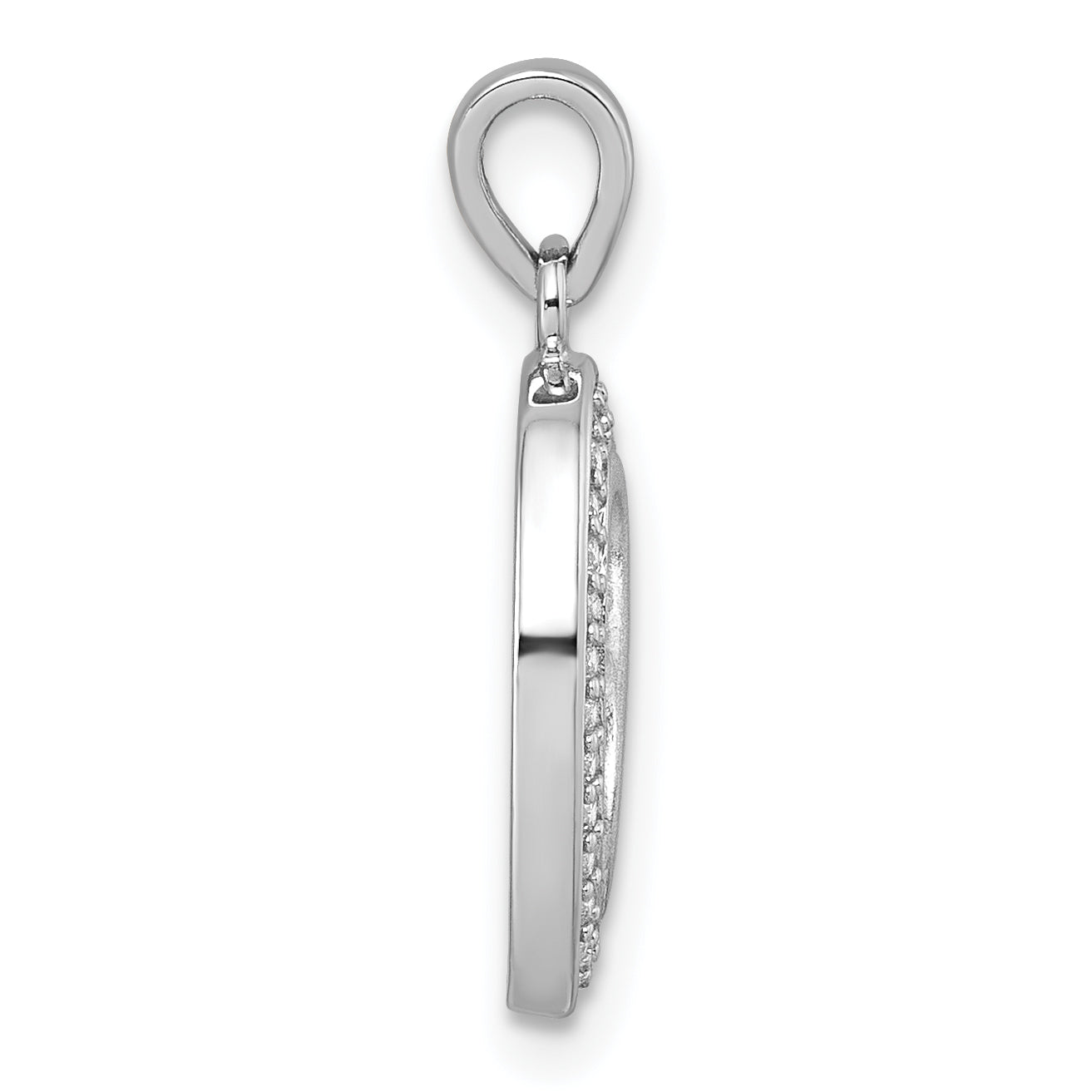 Sterling Silver Rhodium-plated Polished and Satin CZ Infinity Oval Pendant
