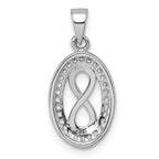 Sterling Silver Rhodium-plated Polished and Satin CZ Infinity Oval Pendant