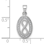 Sterling Silver Rhodium-plated Polished and Satin CZ Infinity Oval Pendant