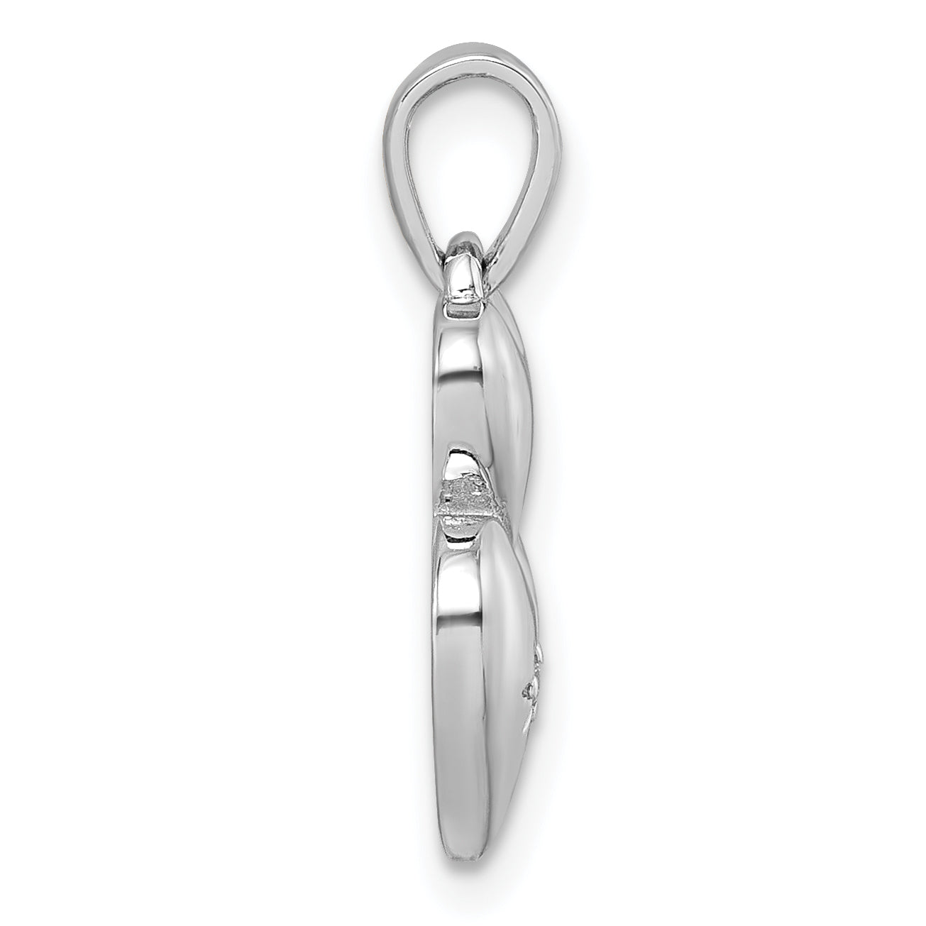 Sterling Silver Rhodium-plated Polished White CZ Double Heart Pendant Secondary image