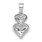 Sterling Silver Rhodium-plated Polished White CZ Double Heart Pendant