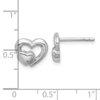 Sterling Silver Rhodium-plated Polished Heart Inside Heart Post Earrings