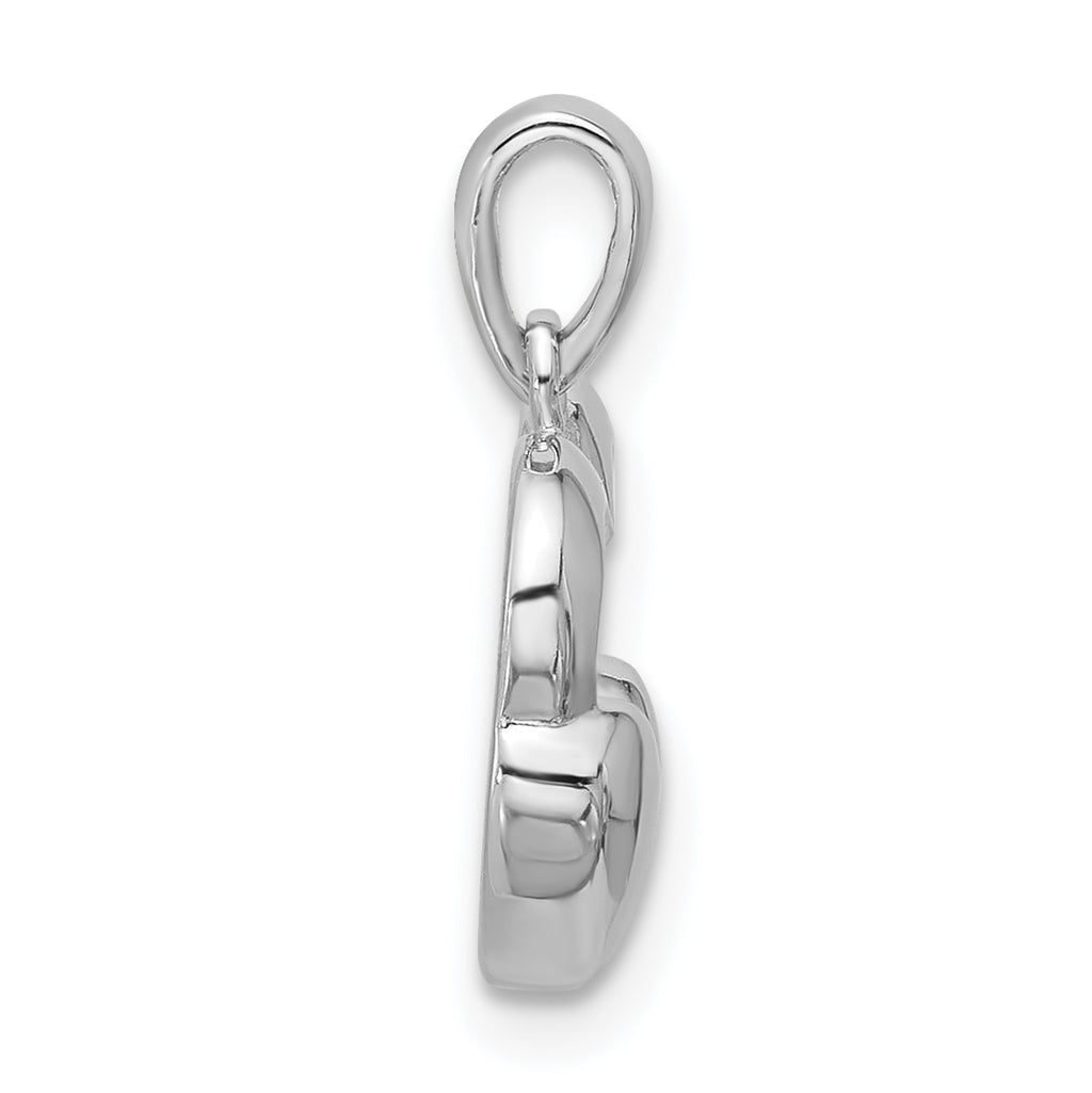 Sterling Silver Rhodium-plated Polished Heart Inside Heart Pendant