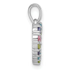 Sterling Silver Rhodium-plated Polished Pastel Blue, Pink, Green and Purple CZ Heart Pendant