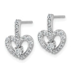 Sterling Silver Rhodium-plated Polished CZ Open Heart Post Earrings