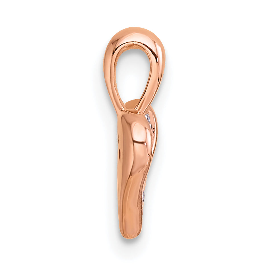 Sterling Silver Rhodium-plated and Rose Gold-plated CZ Heart Pendant Secondary image
