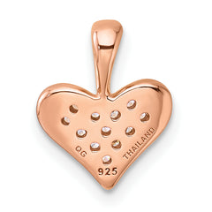 Sterling Silver Rhodium-plated and Rose Gold-plated CZ Heart Pendant