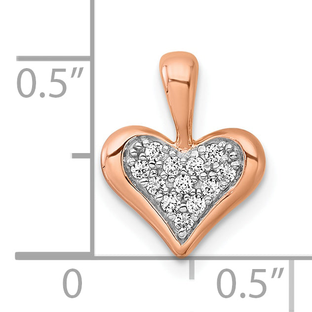 Sterling Silver Rhodium-plated and Rose Gold-plated CZ Heart Pendant
