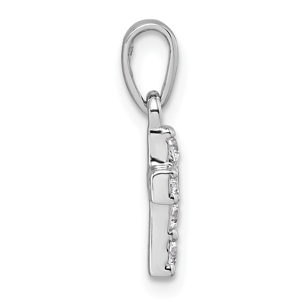 Sterling Silver Rhodium-plated Polished White CZ Cross Pendant Secondary image