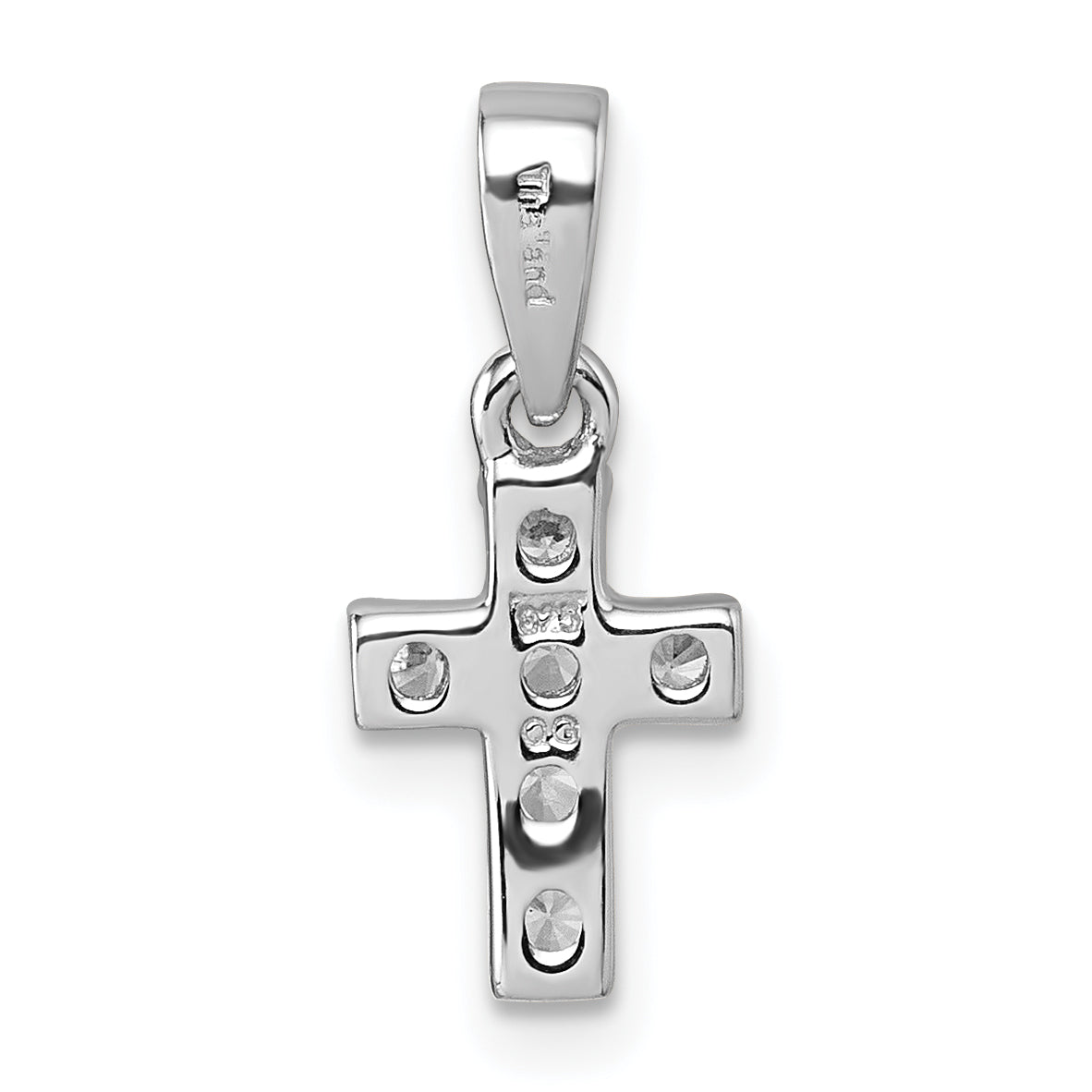 Sterling Silver Rhodium-plated Polished White CZ Cross Pendant