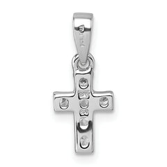 Sterling Silver Rhodium-plated Polished White CZ Cross Pendant