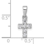 Sterling Silver Rhodium-plated Polished White CZ Cross Pendant