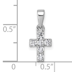 Sterling Silver Rhodium-plated Polished White CZ Cross Pendant