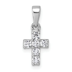 Sterling Silver Rhodium-plated Polished White CZ Cross Pendant