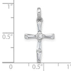 Sterling Silver Rhodium-plated Polished White Baguette CZ Cross Pendant