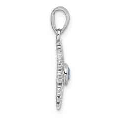 Sterling Silver Rhodium-plated Polished Blue CZ Snowflake Pendant