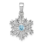 Sterling Silver Rhodium-plated Polished Blue CZ Snowflake Pendant
