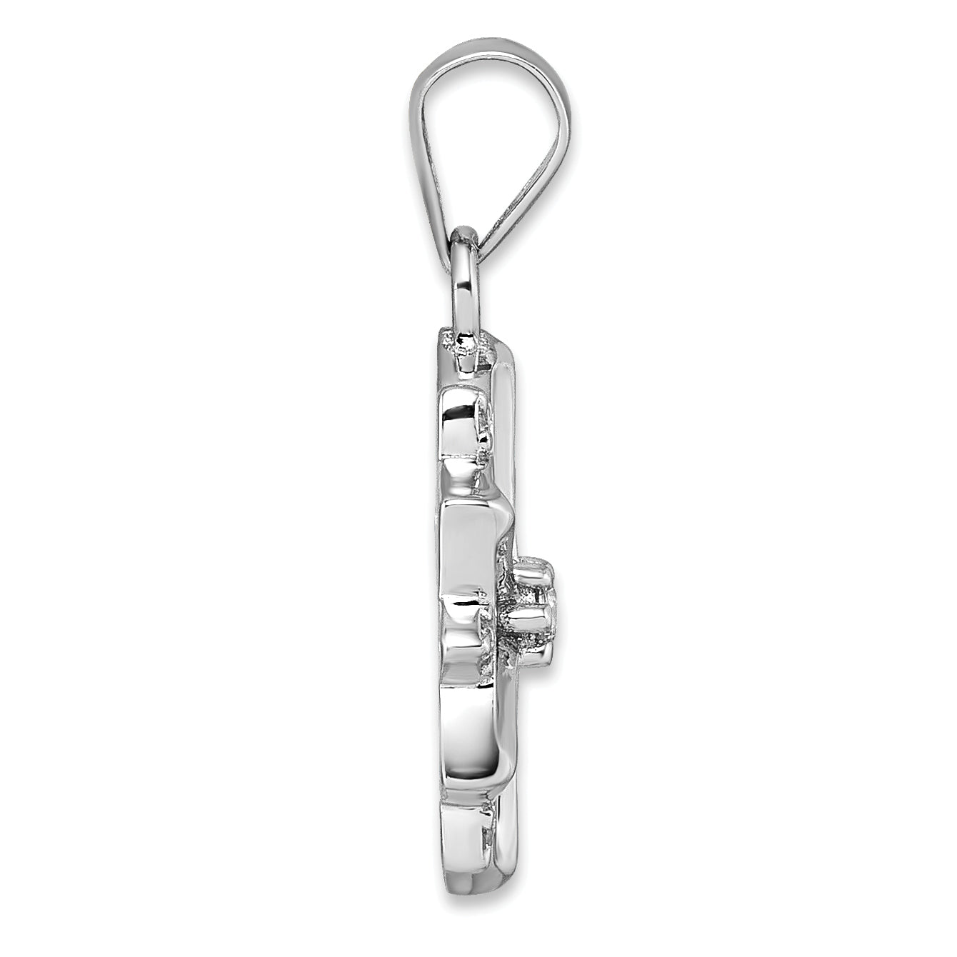 Sterling Silver Rhodium-plated Blue Enamel and White CZ Snowflake Pendant Secondary image