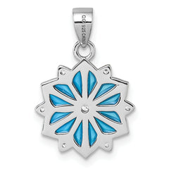 Sterling Silver Rhodium-plated Blue Enamel and White CZ Snowflake Pendant