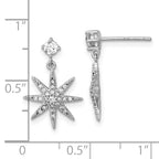 Sterling Silver Rhodium-plated Polished CZ Star Post Dangle Earrings