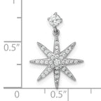 Sterling Silver Rhodium-plated Polished CZ Star Chain Slide Pendant