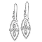 Sterling Silver Rhodium-plated Polished Fancy Celtic Knot Dangle Shepherd Hook Earrings