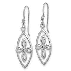 Sterling Silver Rhodium-plated Polished Fancy Celtic Knot Dangle Shepherd Hook Earrings