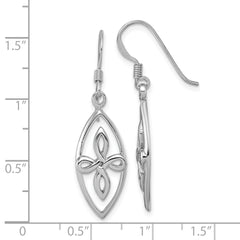 Sterling Silver Rhodium-plated Polished Fancy Celtic Knot Dangle Shepherd Hook Earrings
